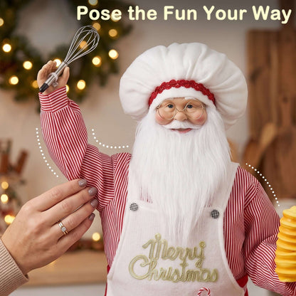 HOMCOM 4ft Singing Cooking Santa Claus, Standing Christmas Animated Santa Figure with Head Moving, Sound/Touch Activated