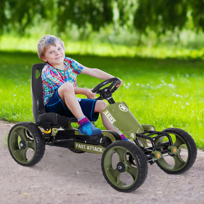 HOMCOM Pedal Go Kart, Kids Ride On Racer with EVA Tyres, Manual Clutch, Braking, Adjustable Seat for Age 3-6 Years, Green