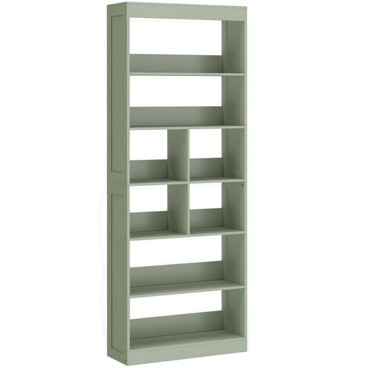 HOMCOM Bookcase, 6-Tier Bookshelf with Open Storage Shelves, Cubes, 180 cm Tall Display Shelf with Anti-Tipping Design, Green