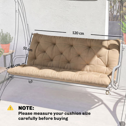 Outsunny Garden Bench Cushion, 2 Seater Swing Chair Cushion, Seat Pad with Ties for Indoor and Outdoor Use, 110 x 120 cm