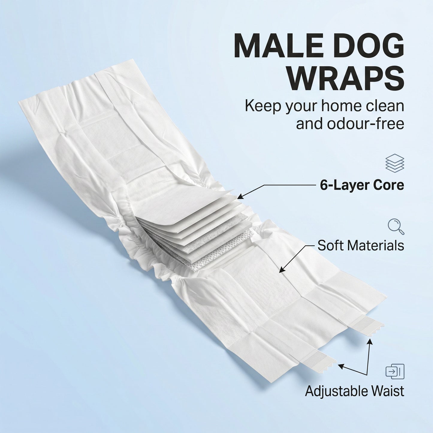 PawHut Dog Diapers Super Absorbent Leak-Proof Dog Nappies for Male Dogs Size S 30-48 cm Waist