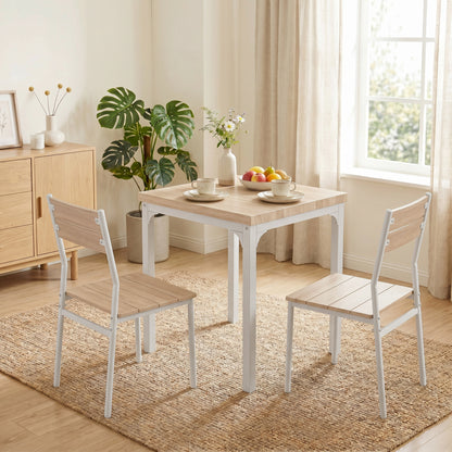 HOMCOM Three-Piece Minimal and Compact Dining Set, Oak Wood Effect