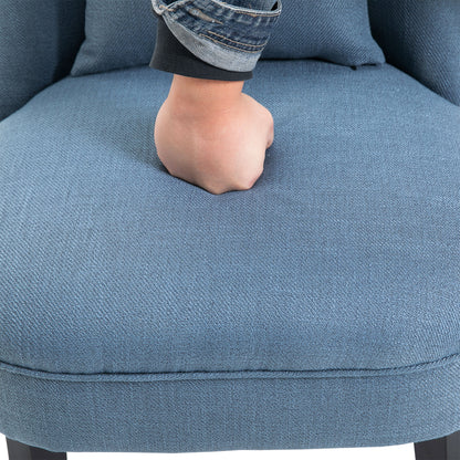 HOMCOM Tub Chair, Armless Single Sofa, Modern Button Tufted Armchair, Upholstered Linen Fabric Longue Accent Chair for Living Room, Bedroom, Set of 2, Blue