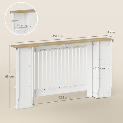 HOMCOM Radiator Cover with Open Storage Shelves, Vertical Slatted Cabinet Shelf Heater Cover for Living Room, Hallway, Large, White