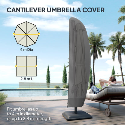 Outsunny Parasol Cover, 300D Oxford Cantilever Umbrella Cover Fit for 2-4m Parasol, Banana Umbrella Protector with Zipper for Outdoor Garden, Patio, Black
