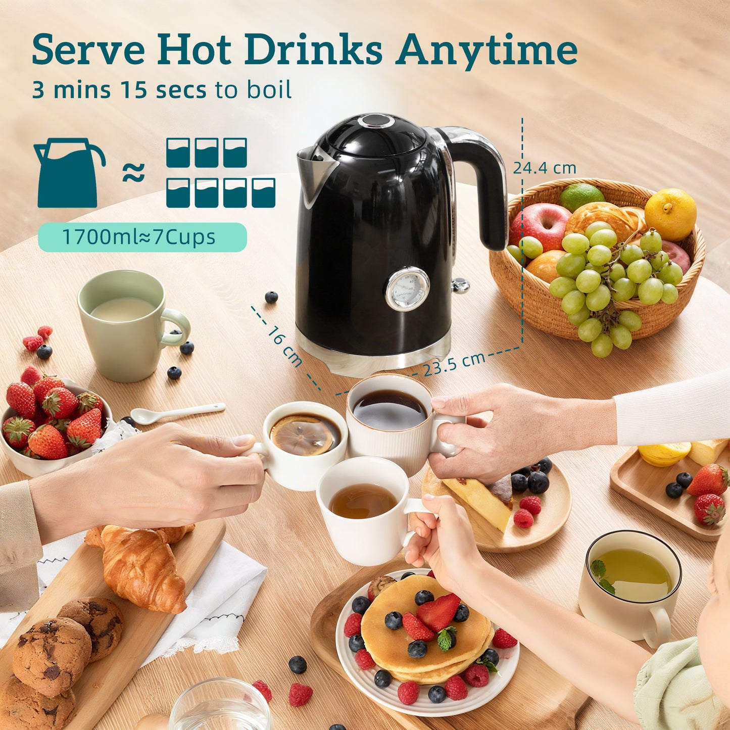 HOMCOM Retro Toaster and Kettle Set - Black--ChewyGames-ChewyGames