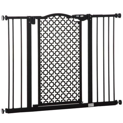 PawHut 74-105cm Pet Safety Gate Stair Barrier, with Auto Close, Double Locking - Black--ChewyGames-ChewyGames
