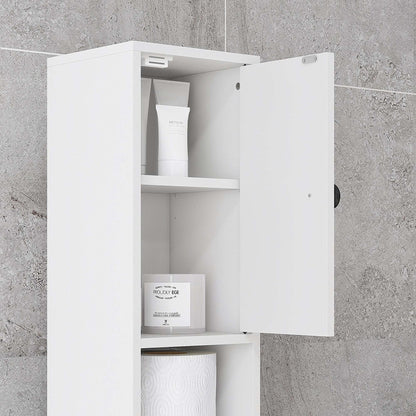 kleankin 180cm Slim Bathroom Cabinet with 9-layered Independent Storage for Family-friendly Storage  - White