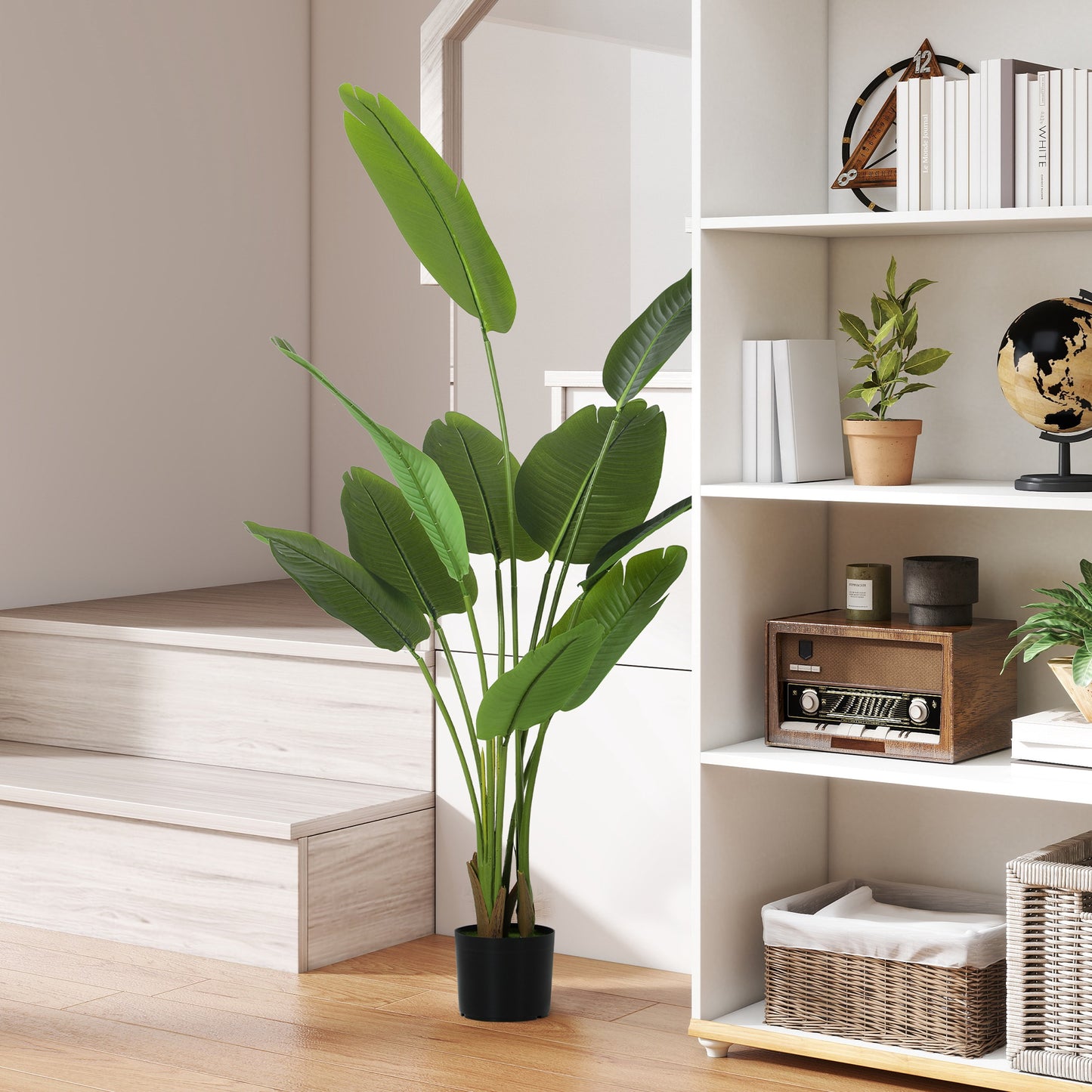 HOMCOM 160cm Tall Artificial Bird of Paradise Plant, Faux Banana Leaf Tree with PEVA Leaves and Flocking, Decorative Palm Tree in Pot for Home Office Decor, Green--ChewyGames-ChewyGames