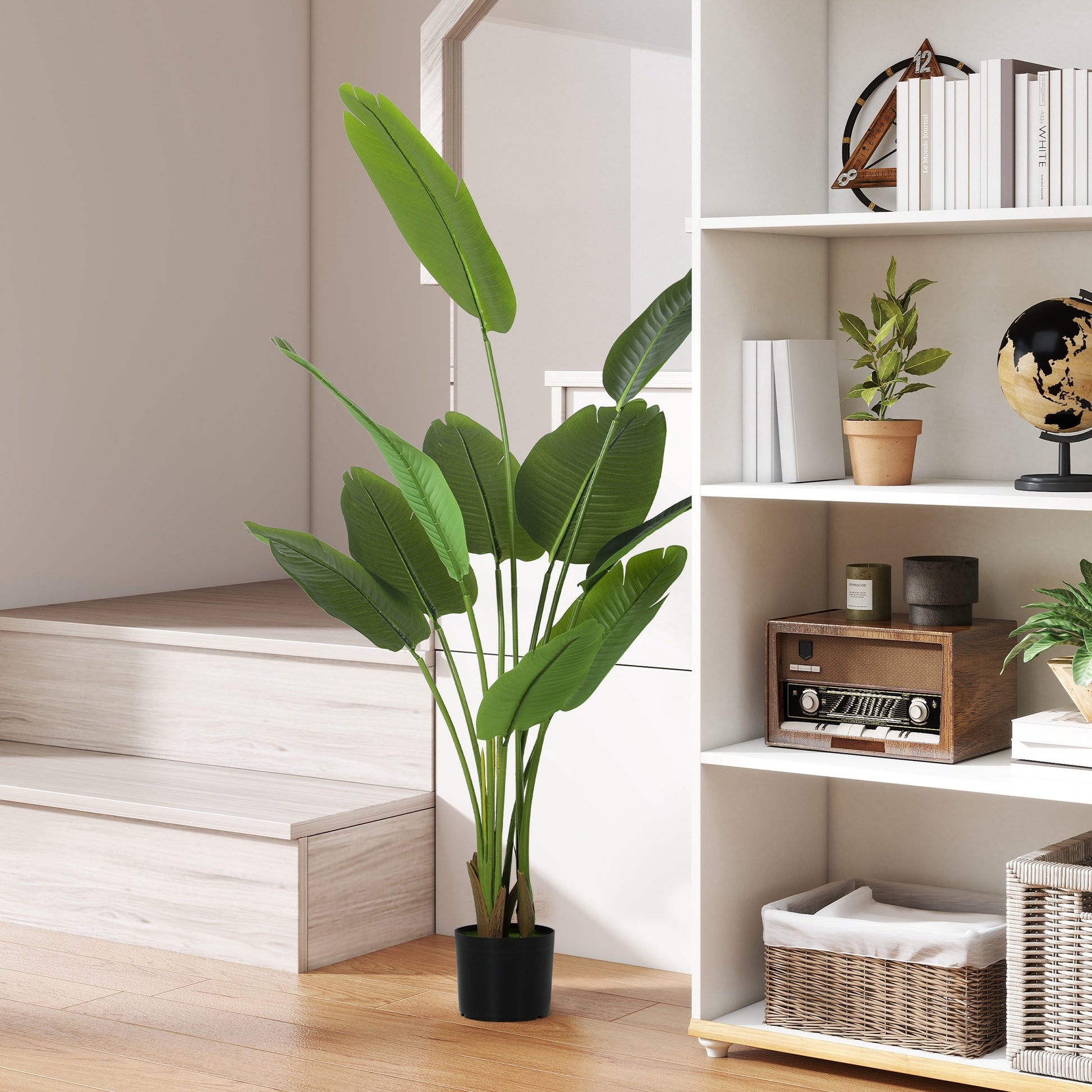 HOMCOM 160cm Tall Artificial Bird of Paradise Plant, Faux Banana Leaf Tree with PEVA Leaves and Flocking, Decorative Palm Tree in Pot for Home Office Decor, Green--ChewyGames-ChewyGames