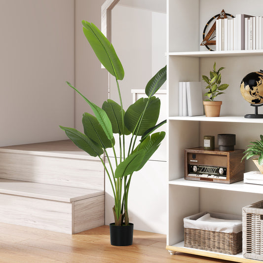 HOMCOM 160cm Tall Artificial Bird of Paradise Plant, Faux Banana Leaf Tree with PEVA Leaves and Flocking, Decorative Palm Tree in Pot for Home Office Decor, Green--ChewyGames-ChewyGames