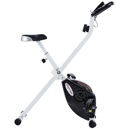 SPORTNOW Folding and Quiet Exercise Bike with 8-Level Magnetic Resistance and Heart Rate Sensor, for Home Gym, Black and White