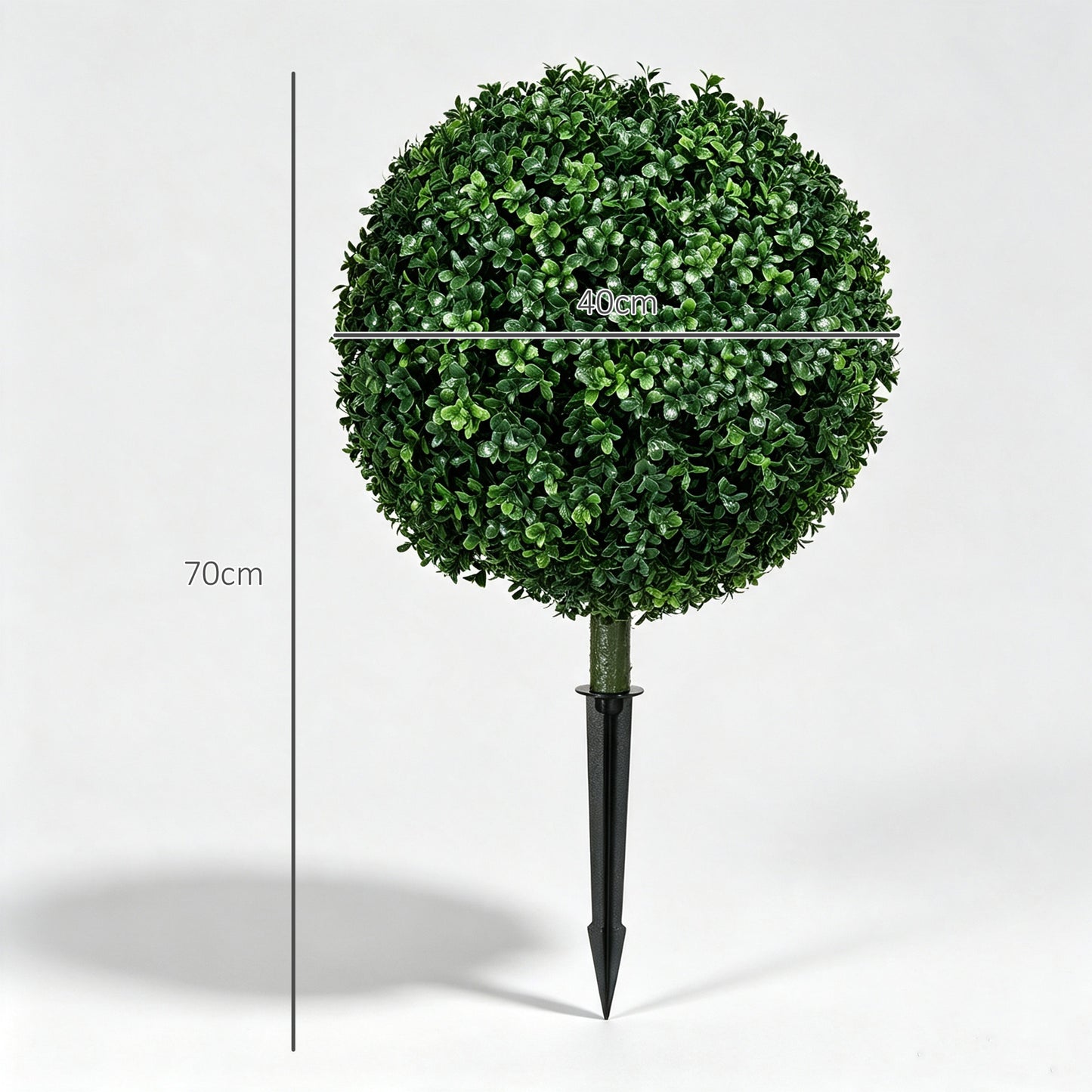 HOMCOM Artificial Boxwood Trees w/ Ground Stake, Set of 2 Ball Shaped Topiary Trees for Home Office & Living Room, UV Resistant