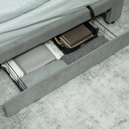 HOMCOM King Size Ottoman Bed Frame, with Front Drawer Grey