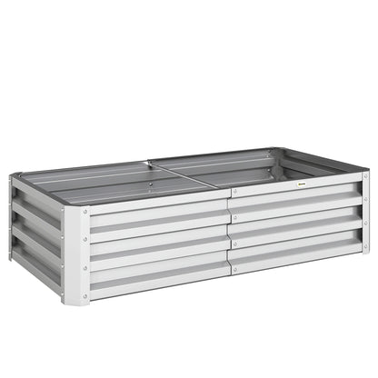 Outsunny Raised Beds for Garden, Galvanized Outdoor Planters, for Herbs and Vegetables, Use for Patio, Backyard, Balcony, Silver