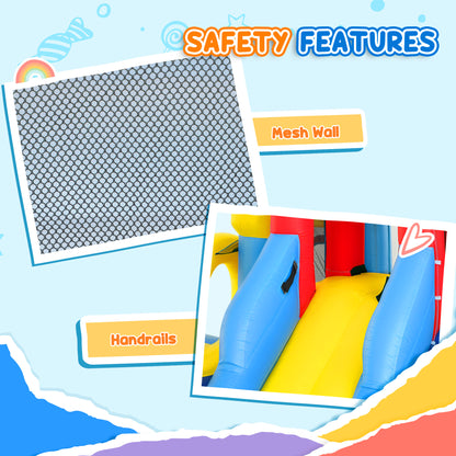AIYAPLAY Inflatable Bouncy Castle, Kids Water Bounce House 6 in 1 with 550W Blower, 2 Slides for Garden, Party, Outdoor Indoor
