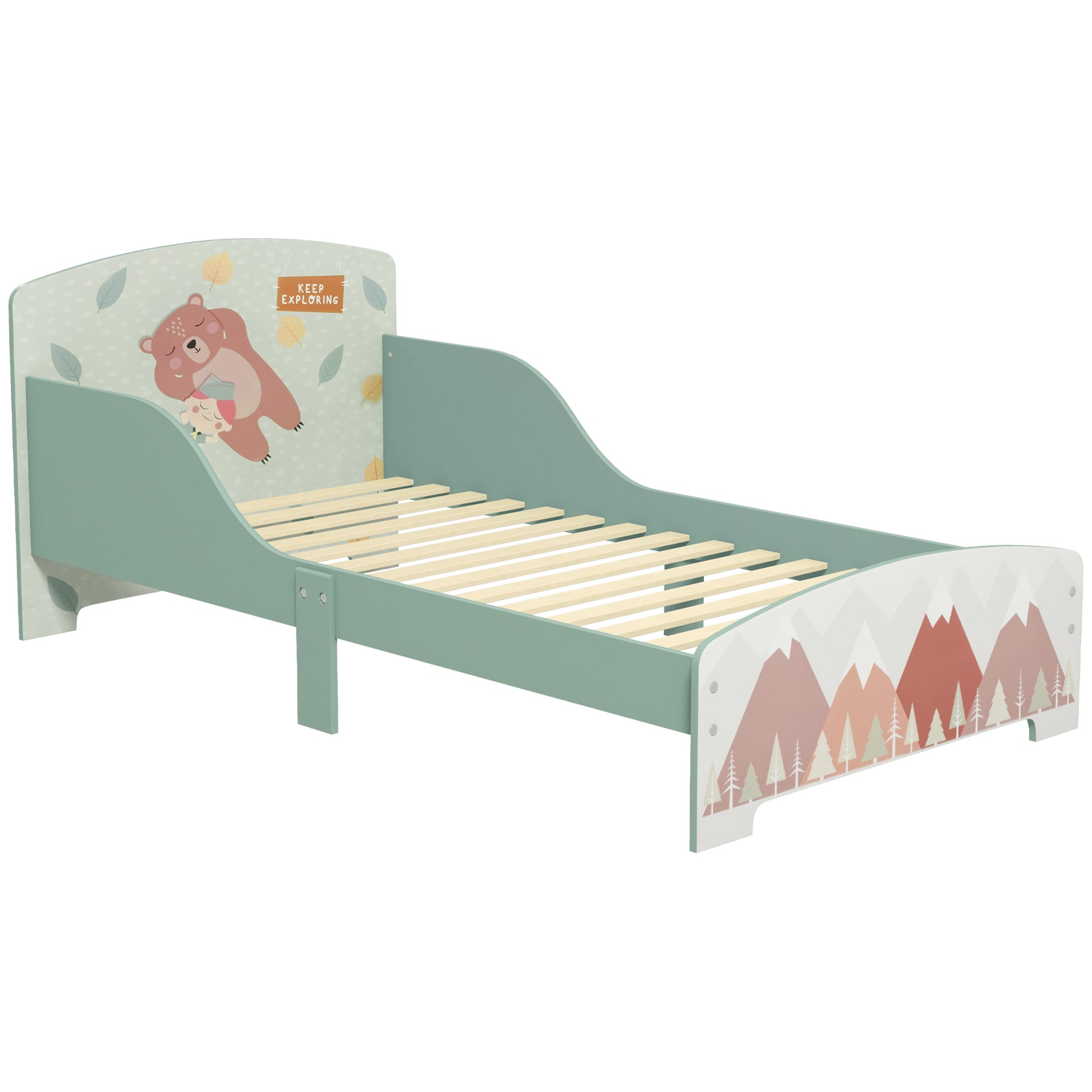ZONEKIZ Toddler Bed Frame, Kids Bedroom Furniture for Ages 3-6 Years, Green-Toddler Beds-ChewyGames-ChewyGames