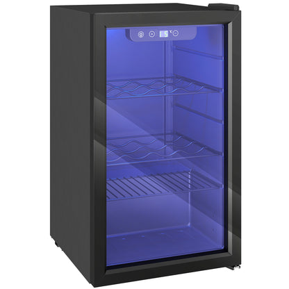 HOMCOM 24 Bottle Wine Cooler, 68 Litre Capacity, 4-16°C Freestanding Drinks Beer Wine Fridge with Glass Door, Black