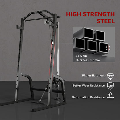 SPORTNOW Power Cage Power Rack with 15-Level Squat Rack, Cable Pulley System, Lat Pulldown & Pull Up Bar--ChewyGames-ChewyGames