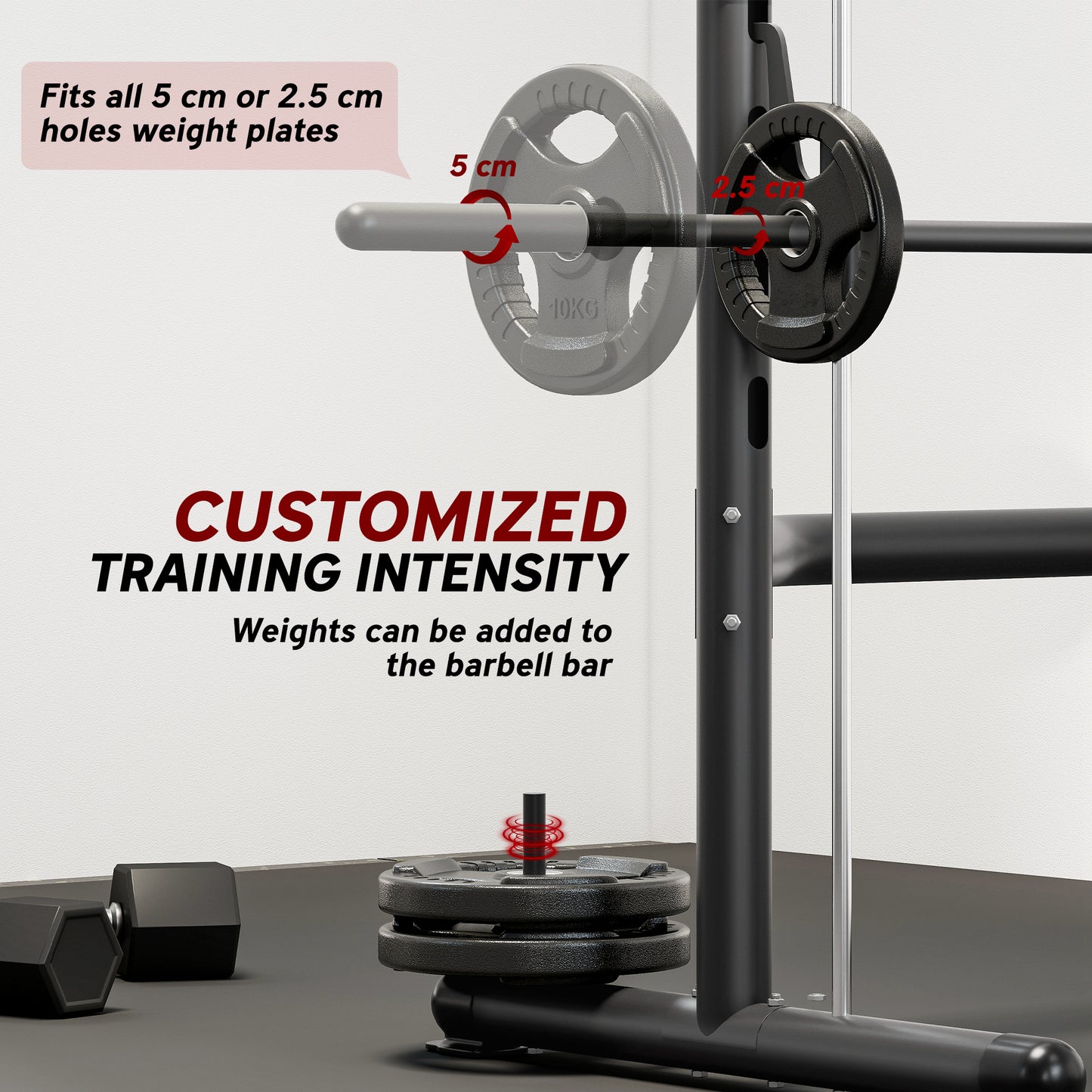 HOMCOM Adjustable Squat Rack, with Pull Up Bar, Barbell Bar for Home Gym--ChewyGames-ChewyGames