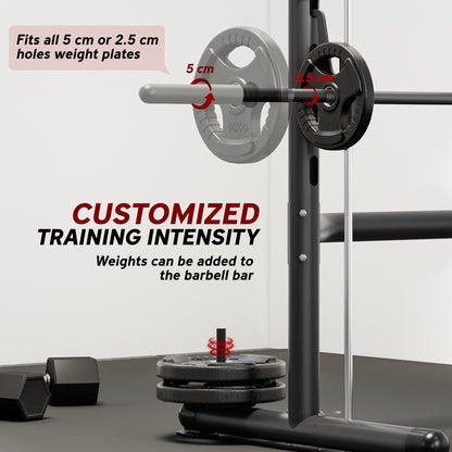 HOMCOM Adjustable Squat Rack, with Pull Up Bar, Barbell Bar for Home Gym--ChewyGames-ChewyGames