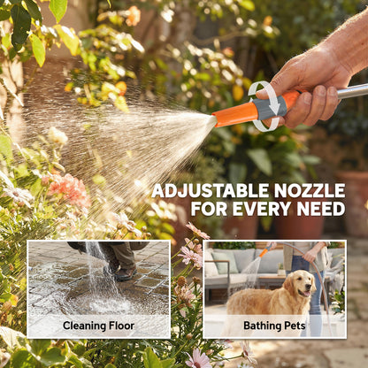 Outsunny Hose Reel Cart with Wheels, 45+2m Garden Hose Reel with 2 Patterns Nozzle, Faucet Adaptors and Rewind Handle, Orange