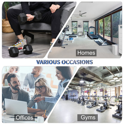 HOMCOM 2x10kg Hex Dumbbells Set Rubber Dumbbells Weight Lifting Equipment Fitnes