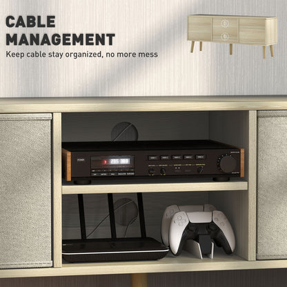 HOMCOM TV Cabinet Stand Unit for TVs up to 50'' with Foldable Drawers, Entertainment Centre for Living Room Natural--ChewyGames-ChewyGames