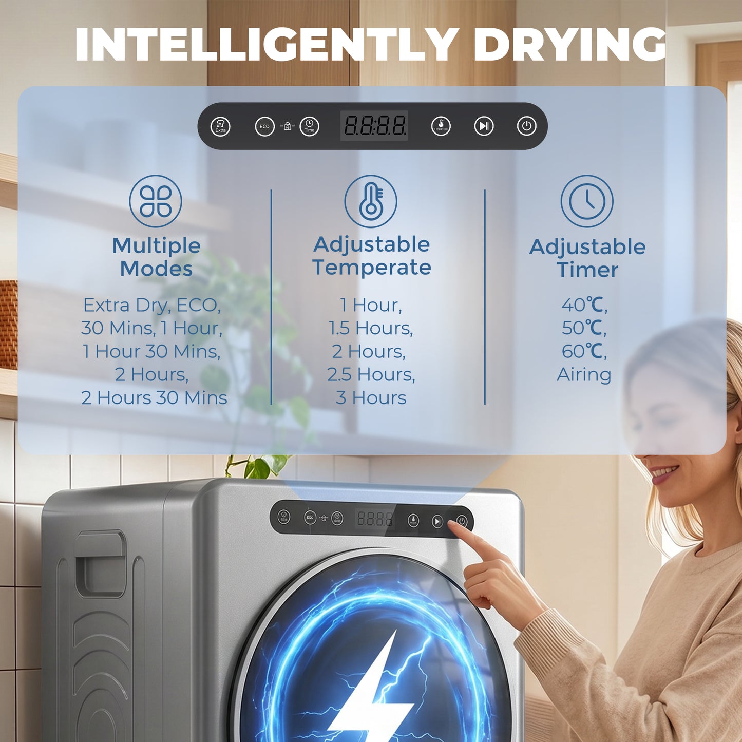HOMCOM 5 kg Compact 40-60℃  Tumble Dryer - Silver Tone