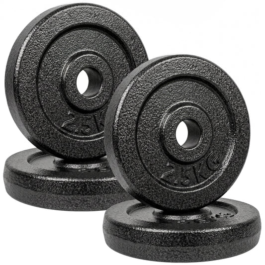 SPORTNOW Weight Plates Set, 1"/2.5cm Weight Disc Pair, 4 x 2.5kg Metal Dumbbell/Barbell Plates for Home Gym