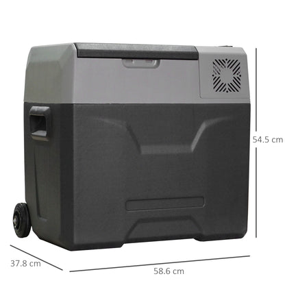 HOMCOM Car Refrigerator, Portable 12/24V 50 Litre Compressor Fridge Freezer, Electric Cooler Box for Camping, Travel, Picnic, Down to -20℃