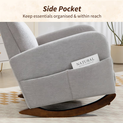HOMCOM Corduroy Rocking Armchair - Grey