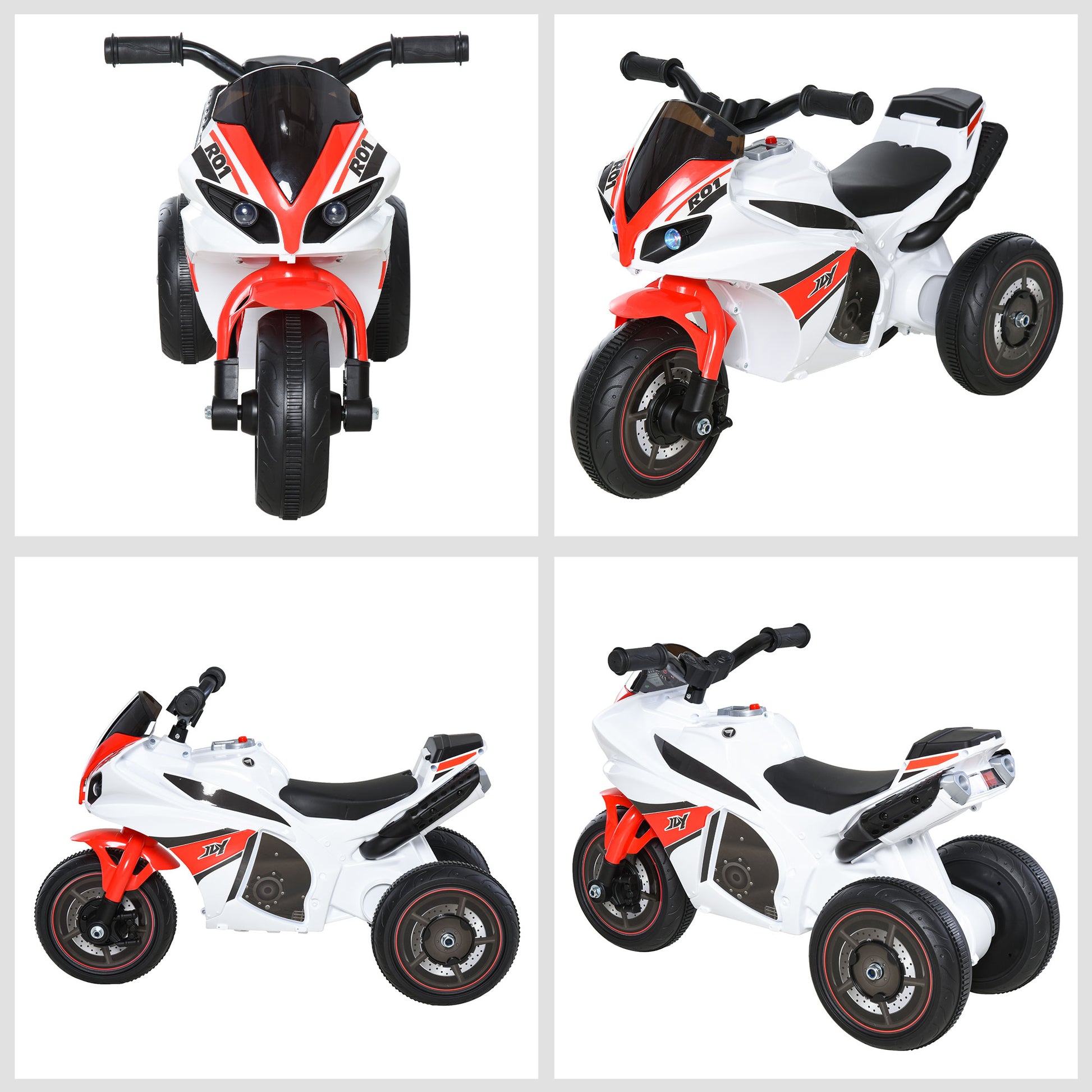 HOMCOM Kids Ride-On Police Bike 3-Wheel Vehicle w/ Music Lights Safe Seat Handlebars Toddler NO POWER Child Learning Fun Development 18-36 Months White--ChewyGames-ChewyGames