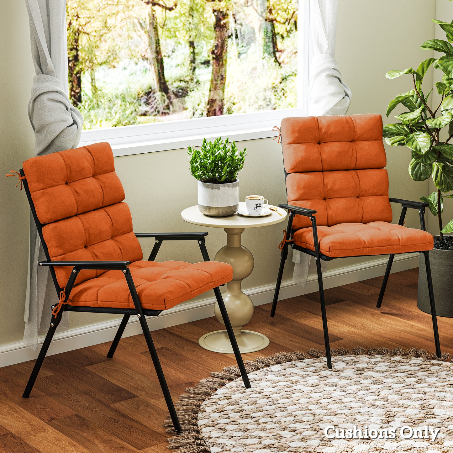 Outsunny Set of Two Padded Outdoor Seat Cushions - Orange