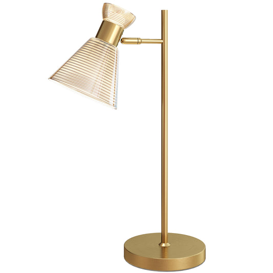 HOMCOM Modern Table Lamp, Bedside Lamp with Adjustable Flower-Shaped Head and E27 Socket for Living Room Bedroom Study, Bulb Not Included, Gold Tone