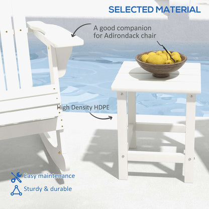 Outsunny Square Coffee Table, HDPE Tabletop and Frame for Porch, Garden, Side Table, 38 x 38 x 46 cm, White
