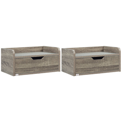 HOMCOM Floating Nightstands Set of 2, Wall Mounted Bedside Table with Drawer for Bedroom, Grey