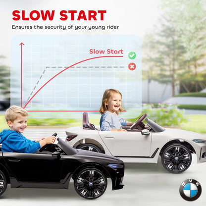 HOMCOM BMW i4 Licensed 12V Kids Electric Ride-On Car, with Remote Control, Portable Battery, Music, Horn, Headlights - Black