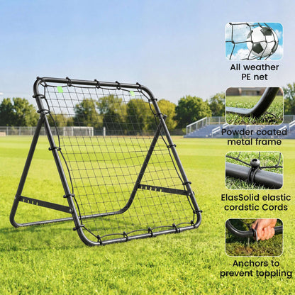 HOMCOM Adjustable Rebounder Net Kickback Target Goal for Teens Adults Training, Black