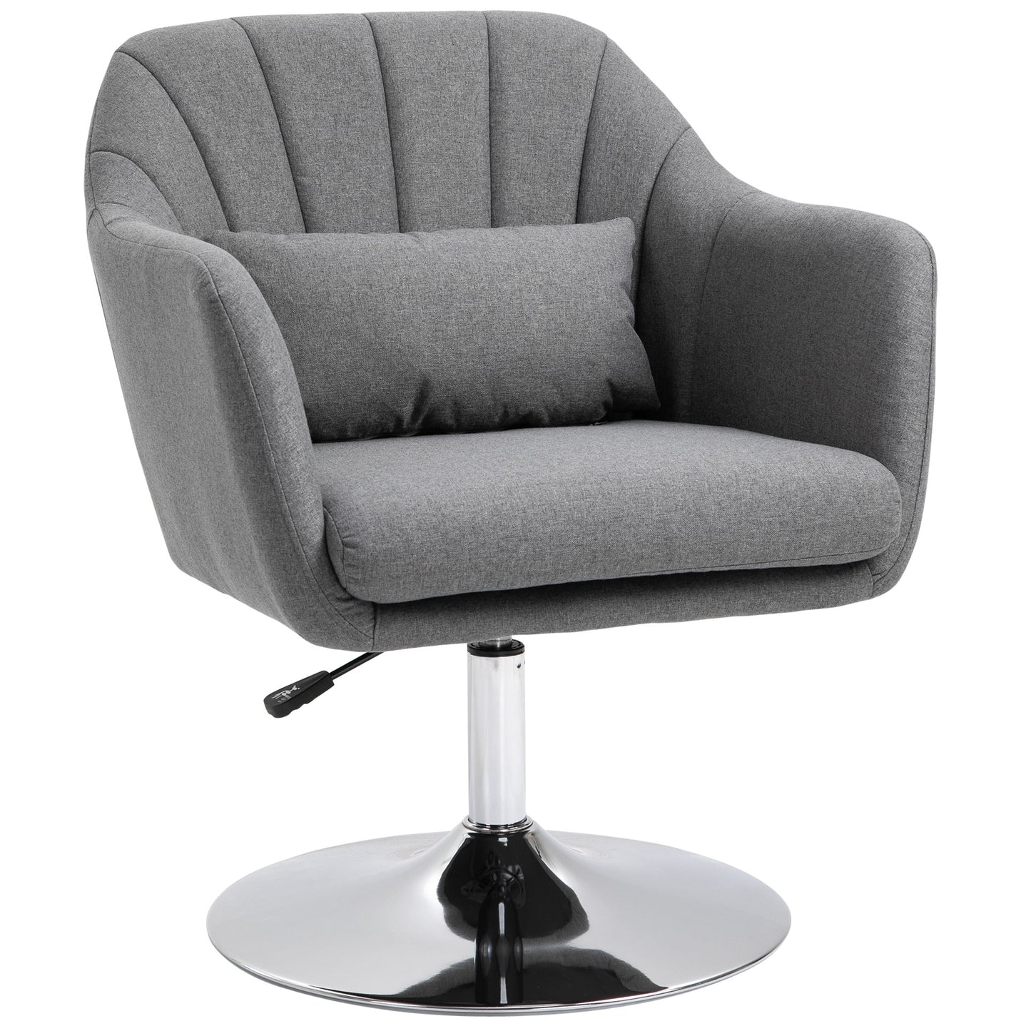 HOMCOM Swivel Accent Chair, Linen Fabric Tub Vanity Chair, Modern Armchair with Adjustable Height and Lumbar Support for Living Room Bedroom Salon Make up Room Dressing Table, Dark Grey
