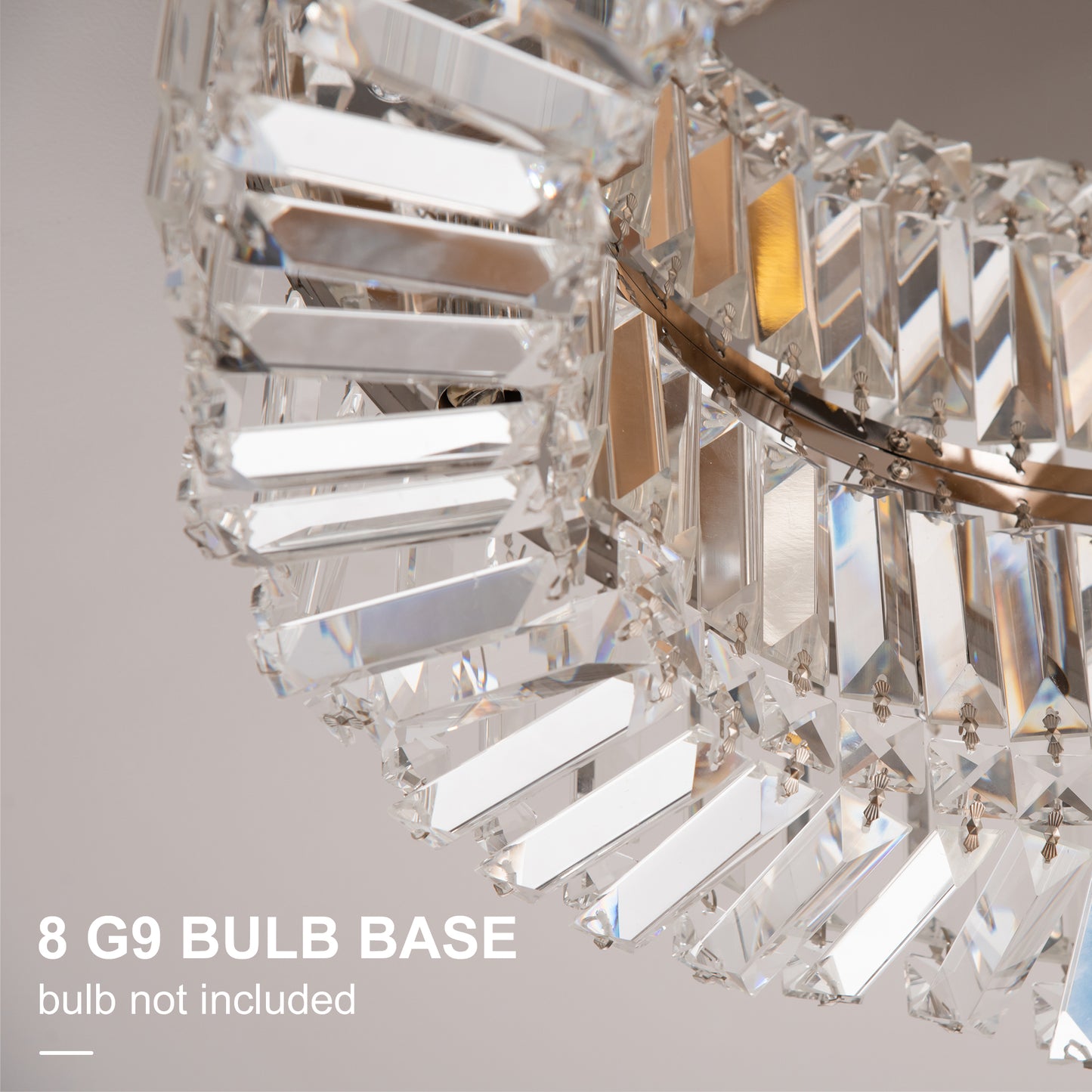 HOMCOM Crystal Chandeliers with Crystal Pendants, 8-Light Ceiling Light for Living Room, Bedroom Dining Room, Silver Tone