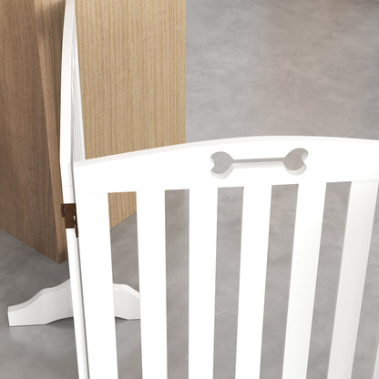 PawHut Wooden Dog Gate, Freestanding Pet Gate with Support Feet for Doorways, Hallways, Stairs, 207.5L x 61H cm, White