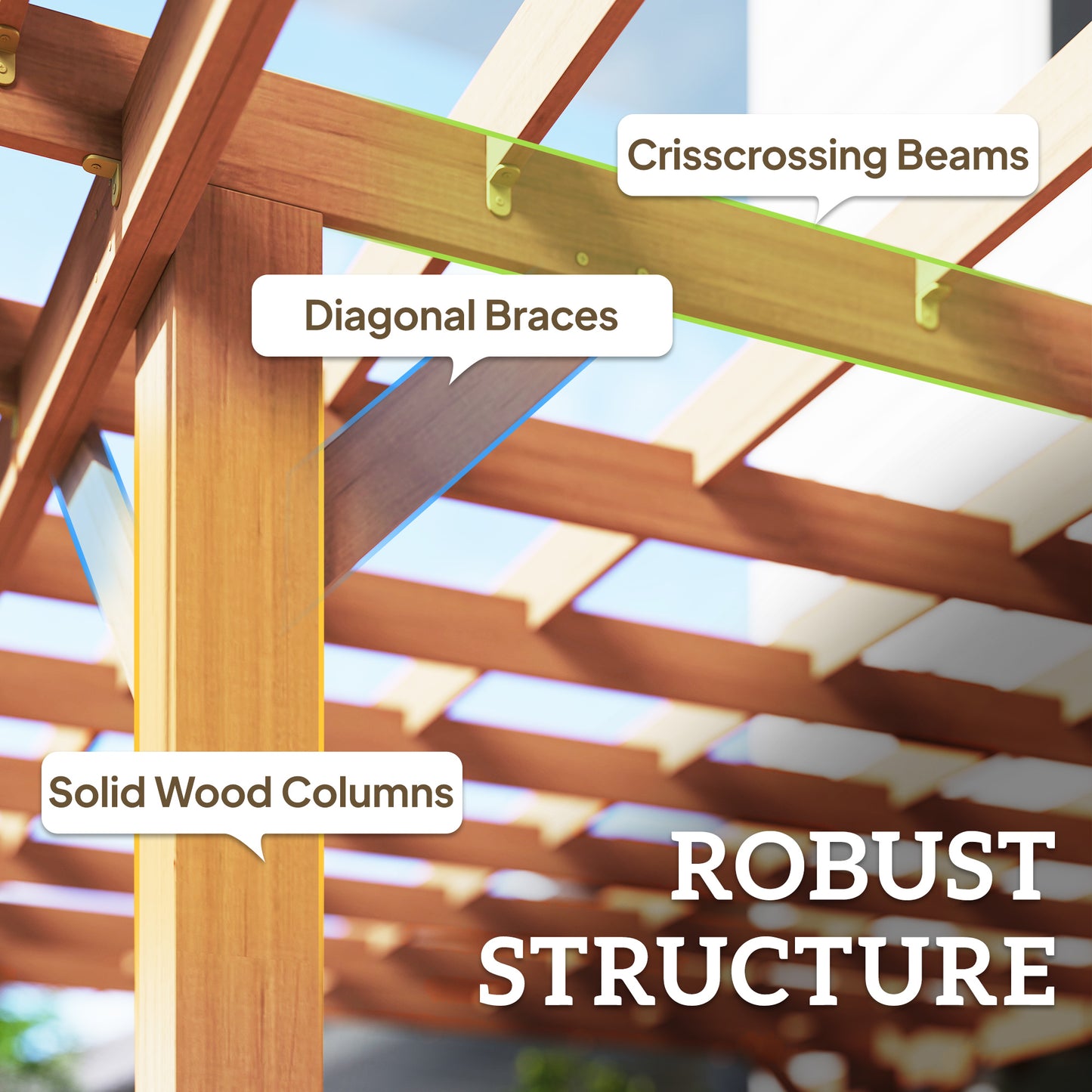 Outsunny Graden Pergola Kit, Wooden Pergola Gazebo Grape Trellis with Stable Structure, 3.6 x 3.6m, Dark Brown