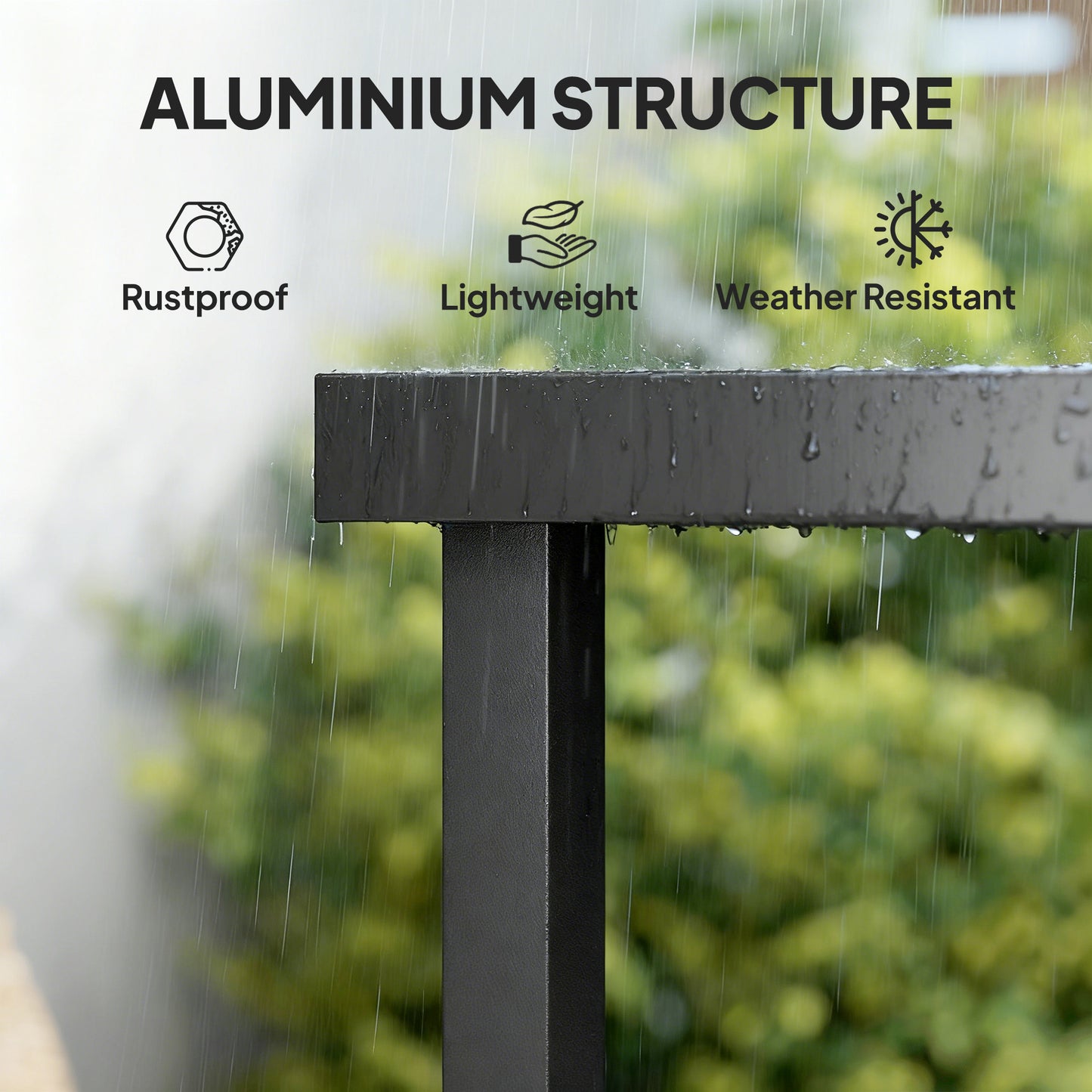 Outsunny 78 cm Garden Dining Table for 4 People, Square Outdoor Coffee End Side Table with Aluminium Legs, Black