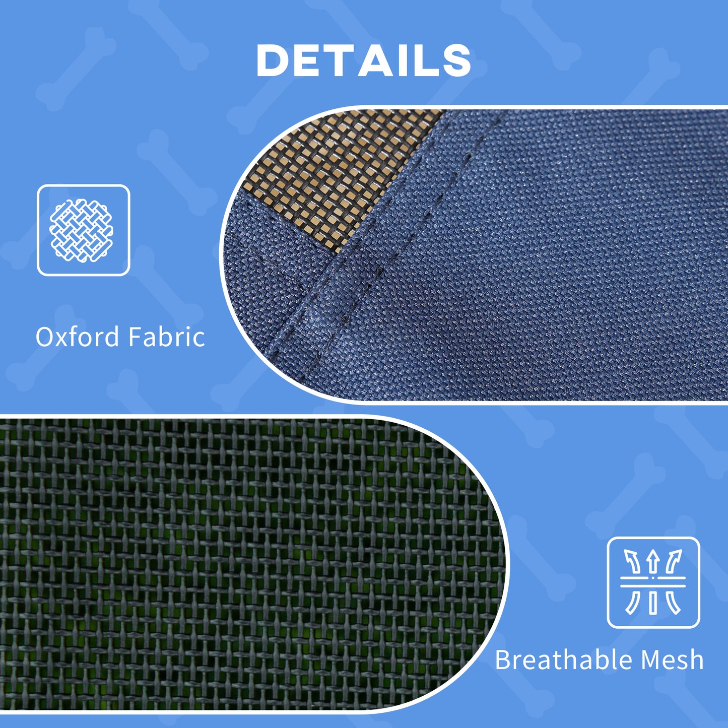 PawHut Outdoor Dog Bed with Removable Canopy, Portable Raised Dog Bed for Camping, Garden & Beach, Water-Resistant UV-Protection Mesh Pet Cot Sun Lounger, for XL Pets, 122 x 92 x 108 cm, Dark Blue