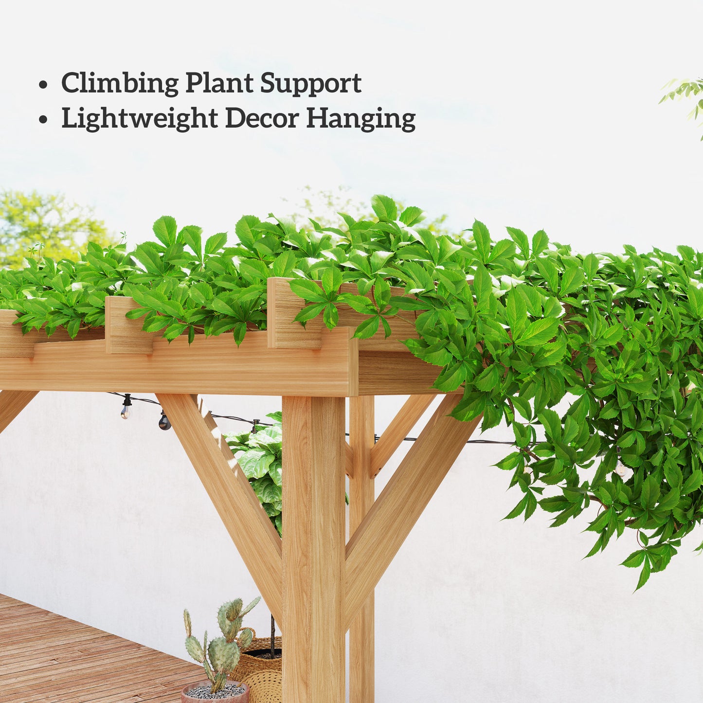 Outsunny 2 x 2 m Wooden Pergola Kit, Decorative Garden Gazebo Shelter with Stable Structure for Climbing Vines, Flowers, Dark Brown