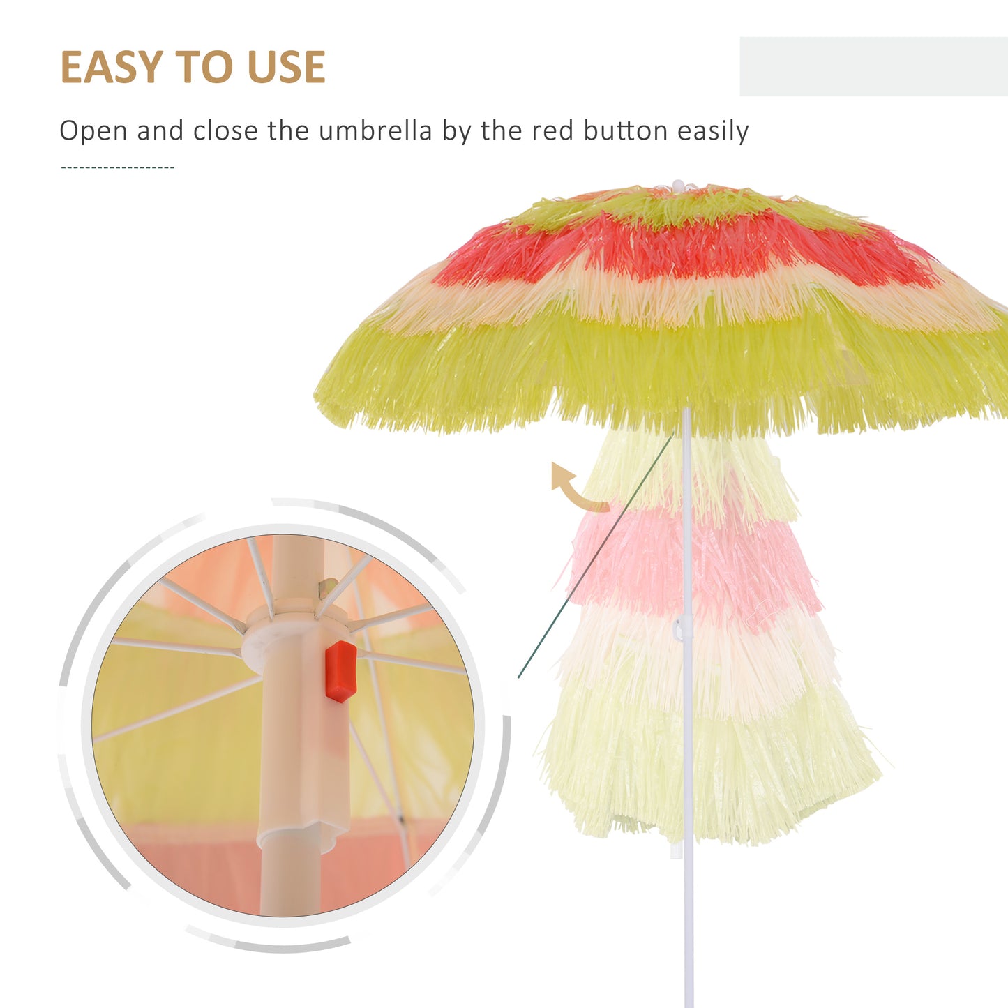 Outsunny 1.6m Garden Hawaii Parasol, Patio Beach Sun Umbrella Sunshade Hawaiian Folding Tilting Crank Parasol (Multicolour)-Parasols-ChewyGames-ChewyGames