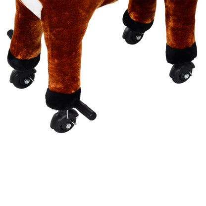HOMCOM Plush Walking Horse Ride On Toy with Wheels and Realistic Sounds Rocking Horse for Girls Boys 2+ Years Old, 50cm Tall, Brown
