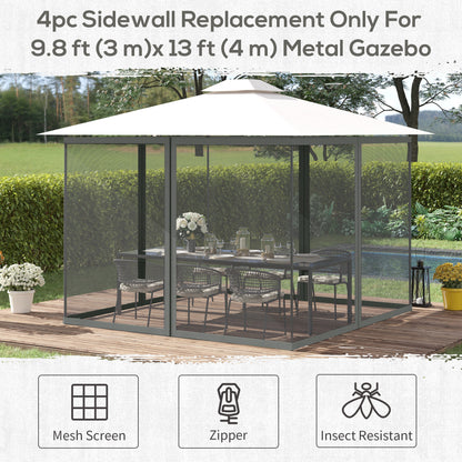 Outsunny 352 x 207cm Universal Replacement Mesh Sidewall Netting for Patio Gazebos and Canopy Tents, (Sidewall Only) Dark Grey