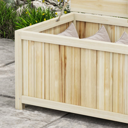 Outsunny 172 Litre Outdoor Storage Box, Wooden terrace Box Garden Storage Container, Natural